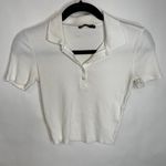 ZARA  Cream White Polo Shirt Cropped Sz Small Photo 0