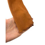 SO  Brand Top Women's S Boho Long Sleeve Ribbed Ruffle Trim Mock Neck Shirt Brown Photo 2