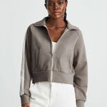 Everlane The Dream Zip-Up Side Stripe Sporty Knit Crop Jacket In Clay XS Photo 11