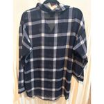 Apostrophe Plaid Button Down Top Womens Medium Sheer Black White Blouse Photo 5