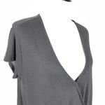 We The Free  Free People Minimalist Wrap‎ Top Size XS Gray Deep V Neck Capsule Photo 6