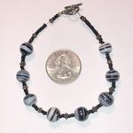 Black Brown White Glass Seed Bead Beaded Boho Bracelet Photo 5