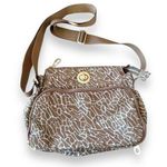 Baggallini Baggalini Taupe Travel Bag Crossbody Geo Print Pockets Organizing Turnlock RFID Photo 0