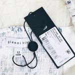 Gianni Bini  White Blue Floral Milkmaid Blouse‎ Top Crop Long Sleeve Size 12 New Photo 4