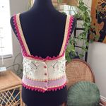 ZARA  Multicolor Heart Pattern Crochet Back Button Cotton Tank Top Photo 1