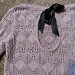 Studio Y Vintage Y2K  Lavender Sparkle Crochet High Low Sweater Black Bow Size XS Photo 3