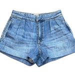Alice + Olivia  Conry Pleated Denim Shorts Ivy Blue Cotton‎ High Waist Cuffed 25 Photo 1