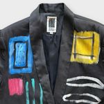 Vintage 80s 90s Jacket Required Hand Painted Blazer Women's 1X Artwear Modern Black Photo 3