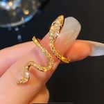 Glamorous Golden Snake Adjustable Wrap Ring Gold Photo 0