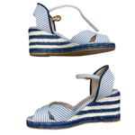 Stuart Weitzman Mirela Nautical Navy Blue White Espadrilles Sandals size 8.5 Photo 7