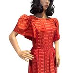 American VTG unbranded Jacquard stripe orange formal short sleeve dress x small Photo 4