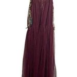 Candalite Burgundy Gold Maxi Dress Women’s S Mock Neck Floral Special Occasion Photo 1