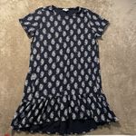 J Jill Dress Womens Large Petite Navy Blue Paisley Knee Short Sleev Swing Modest Size undefined Photo 0