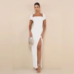 Lulus Magnificent Impression White Square Neck Short Sleeve Maxi Dress Size M Size M Photo 11