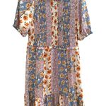 SheIn Mixed floral patchwork ruffle printed summer high neck smocked mini dress Photo 0