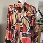Molly Bracken Blouse Button Up Artsy Print Flowy Boho Sz S Long Sleeve NWT Photo 0