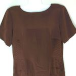 Madison Gray Vintage 100% Silk Shift Brown Midi Dress‎ Sz.8 Photo 1