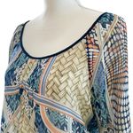 Blu Pepper WOMEN’S  sheer blue printed flowy top Photo 1