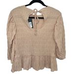 Primark Orange Gingham Poplin Peplum Smocked Puff Sleeve Babydoll Top Sz 4 NWT Photo 3