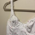 Victoria's Secret Vintage  Teddy Small 34B White Cotton Embroidered Pink Rose Buds Photo 4