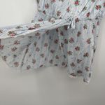 Fang Dainty Floral Striped Blue Multicolor Top Lace Trim Coquette Size Large Y2K Photo 3