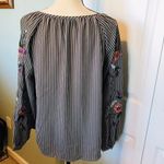 CRUEL Denim Womens Size Small‎ Boho Striped Embroidered Top *FLAWED Black Photo 11
