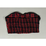 Black Red Plaid Checkered Ruffle Lace Strapless Shirt Blouse Tube Top Size S ♥️✨ Photo 3