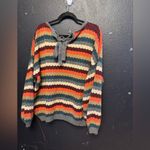 Perch by Blu Pepper Vibrant Striped Sweater Size 2X Red Photo 2