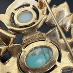 Vintage SARAH COVENTRY Faux Turquoise Pearl Cabochon Remembrance Brooch 28.5g. Silver Photo 6