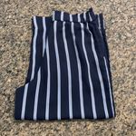 H&M  Navy Stripe Trouser Wide Leg Cropped Pants Size 10 EUC #4214 Photo 2