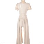 Susana Monaco  Gathered Jumpsuit Wide Leg Blanched Almond M Photo 3