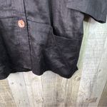 Caroline Rose 1X Black 100% Linen 3/4 Sleeves Front Pockets Jacket Shacket Shirt Photo 2