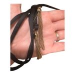 White House | Black Market WHBM XS Terrace Floral Black V-Neck Shift Jersey Dress With Metal Tassel Belt Photo 12