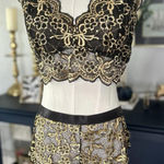 Lingerie for Women, Set in Size 2XL, Black & Gold Colors with Lace, New Photo 0