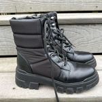 Marc Fisher Amita 2 Ankle Lace Up Combat Chunky Puffer Boot Black Lugged Sole Photo 0