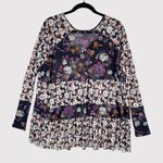 Free People Womens Top Purple Isabelle Tunic V Neck Floral Blouse Flowy Boho XS Photo 3