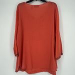 New Direction  Boho Gauzy Top Orange Embroidered Western Split Neck Size 3X Photo 6