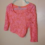 Charlotte Russe Size Medium Neon Pink Cropped Lace Top Going Out Festival Rave Photo 6