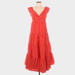 J.Crew Ruffled Scoop Neck Taffeta Maxi Dress Size 6 Sunset Red Orange Photo 1