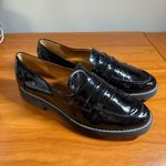 Franco Sarto  Cassandra Black Patent Faux Leather Penny Loafer Chunky Lug Slip On Photo 2