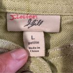 J Jill • Linen Blend Jacket Size L Petite Lime Green Front Pockets Blazer Photo 5