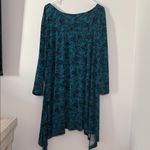 Woman Within  Plus Size 3X Teal Paisley Sharkbite Hem Flowy 3/4 sleeve‎ Tunic Top Photo 2