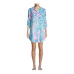 Lilly Pulitzer  Natalie Coverup Top Button Down Roll Tab Sleeve Women Size‎ XS Photo 14
