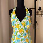 Lilly Pulitzer  Yellow & Blue Lemon Blueberry Tie Halter Dress Size 8 Photo 1