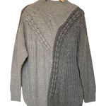 Vera Wang Simply  gray color block mock neck rib cable knit pullover sweater XL Photo 0