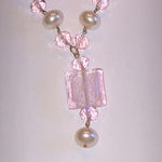 Pink Crystal Beads Faux Pearl Beaded Boho Y Drop Pendant Necklace White Photo 1