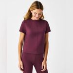 Spanx  The Perfect Short Sleeve Crew
Neck Top Elegant Burgundy. Photo 4