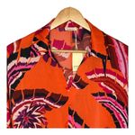 JODIFL  Orange Print Blouse Long Sleeve Button Down Shirt Women Size Medium‎ New Photo 5