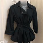 Apostrophe 2000s Y2K Goth Grunge office siren core Black denim fitted blazer jacket belted tie waist 3/4 sleeve & pockets-Size S Measurements in pics Excellent condition Photo 0