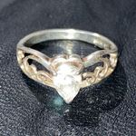 Signed Pear Cut Crown Tiara Design size 7 Silver Photo 4